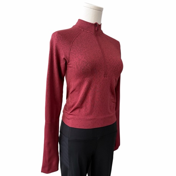 Lululemon Rest Less Cropped Half Zip Mulled Wine Herringbone Fade 2 - Picture 2 of 16